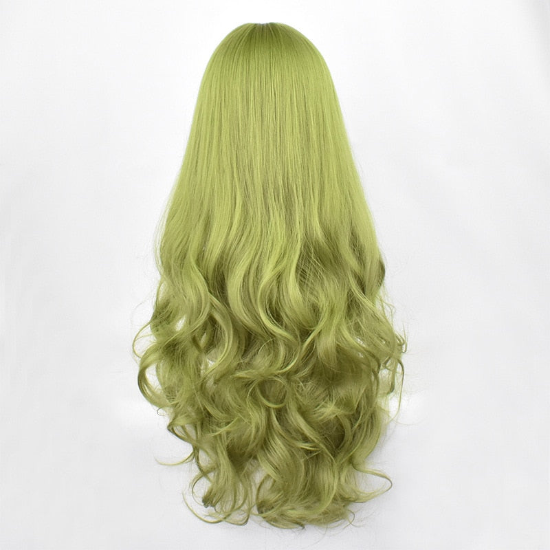 24inch Synthetic Green Black Hair Curly Big Wave