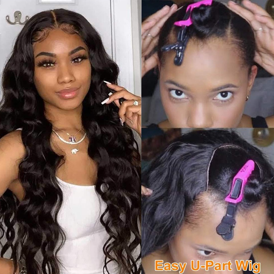 180% Cheap V U Part Wig Body Wave Human Hair Wigs